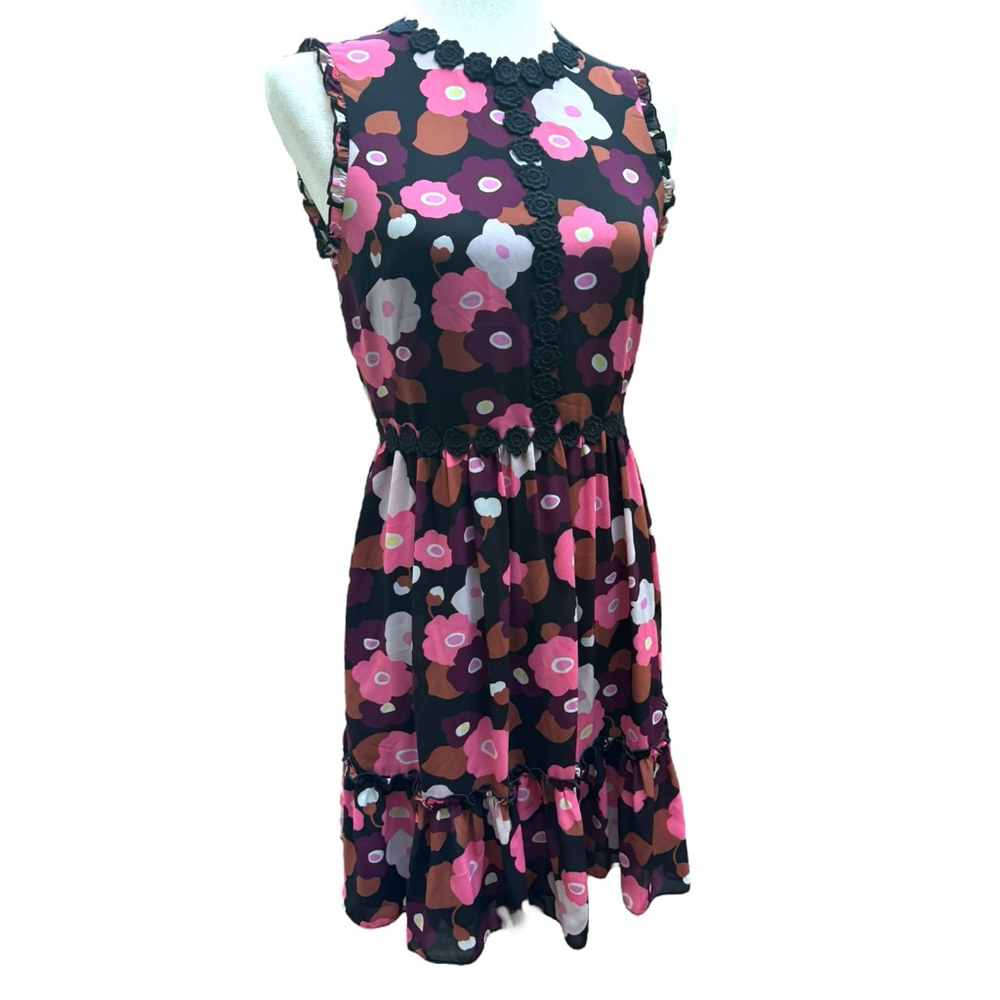 Kate Spade Blooming Floral Mini Dress Size 2 Small Flirty Summer Garden Party - Picture 7 of 15